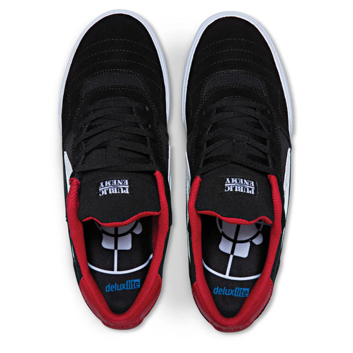 スケートボード Lakai Cambridge PUBLICENEMY Lakai X Public Enemy Cambridge Skate Shoe - Black/Red Suede
